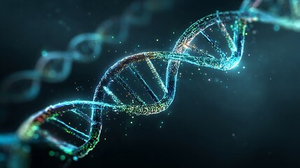 Dna Structure with Molecule Double Helix Representing Genetic Code Concept