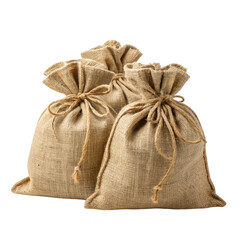 Obraz premium Three burlap sacks isolated on transparent background