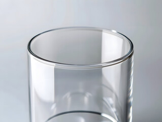 close-up of empty clear drinking glass isolated on soft gradient background