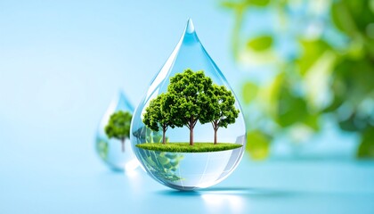 Water Drop with Trees, Nature, and Ecology. (1)