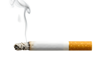 Smoldering Cigarette isolated on white or transparent background. PNG