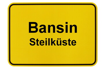 Illustration eines Ortsschildes des Seebades Bansin auf der Ostseeinsel Usedom