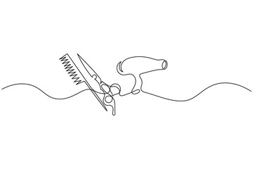 Obraz premium Scissors continuous one line drawing minimalist outline vector illustration 