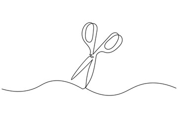 Scissors continuous one line drawing minimalist outline vector illustration
