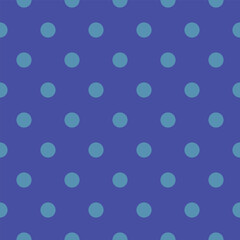Stylish seamless polka dot pattern with purple background and blue dots. Great for wallpapers, prints, and fashion fabric.