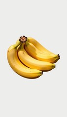 A bunch of ripe yellow bananas isolated on a pure white background, studio shot, white background, background