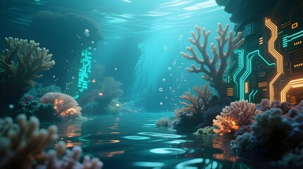 Obraz premium Cyberpunk Underwater City