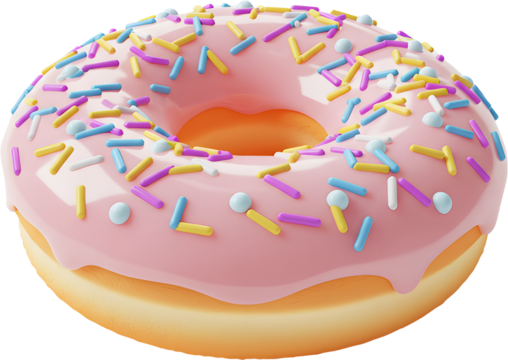  A minimal 3D icon of a sprinkled donut