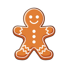 A smiling gingerbread man cookie, Christmas treat.