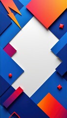 Complex interplay of sharp blue geometric shapes, creating a dynamic and visually striking abstract composition.