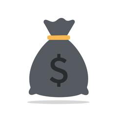 A dark gray money bag icon with a dollar sign.