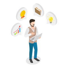 3D Isometric Flat  Illustration of Personal Coaching. Item 1