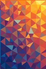 Fototapeta premium Abstract orange blue gradient triangle mosaic background, vibrant geometric pattern, textured surface, modern design geometric