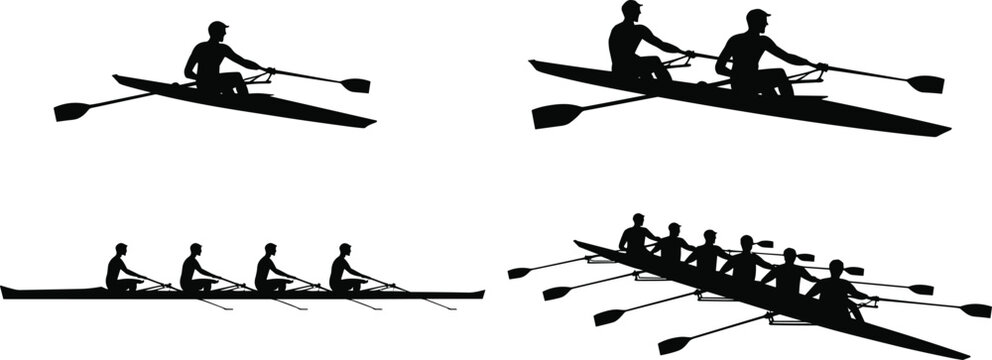 4 Person Rowing Shell Vector