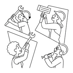 Abstract Labour Day Vector | Flat Design Workers Illustration