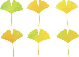 秋　色とりどりのイチョウのセット　カラフル