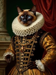 Royal cat portrait in renaissance style