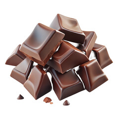 Stack of dark chocolate pieces with crumbs cocoa confectionery