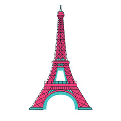 Naklejka premium Illustration of the Eiffel Tower in Paris, France, a famous travel destination.