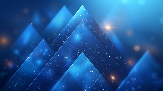 Abstract geometric shapes, vibrant blue, glowing light, modern design, digital art.