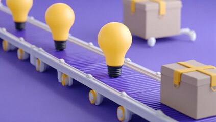 Ideas moving along a production line.