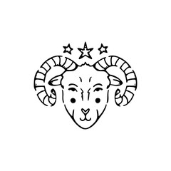 Capricorn zodiac sign folk art