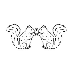 love squirrels line art