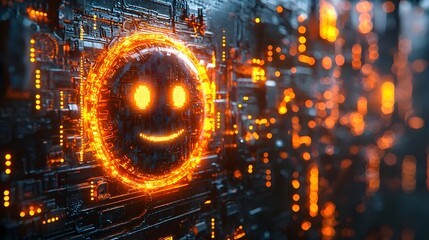Holographic interface detecting the mood of a digital emoji