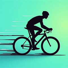 Obraz premium Male Cyclist Black Silhouette Vector