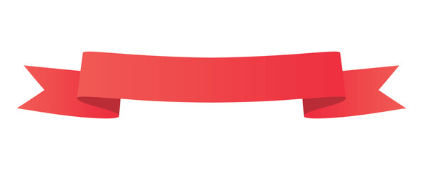 Red ribbon isolated on white background. Decorative banner, label.