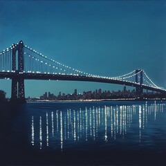 Fototapeta premium Stunning george washington bridge at night with skyline image