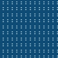 A minimalist and seamless geometric pattern featuring horizontal rows of small, simple dot and diamond motifs in a monochromatic blue palette for a clean, subtle background