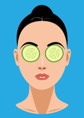 Girl with cucumber mask