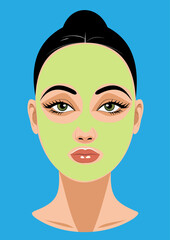 Girl with cucumber mask