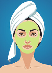 Girl with cucumber mask