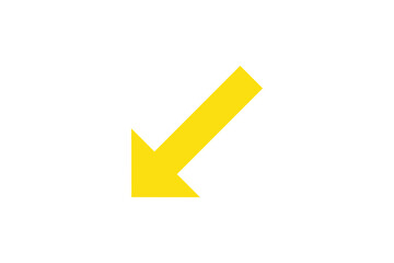yellow arrow icon pointing bottom left direction for app and UI design