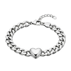Silver heart charm bracelet isolated on transparent background