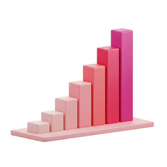Fototapeta premium Pink bar chart showing growth isolated on transparent background