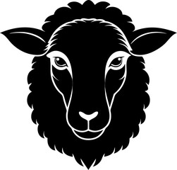 Sheep head silhouette  vector black , white background