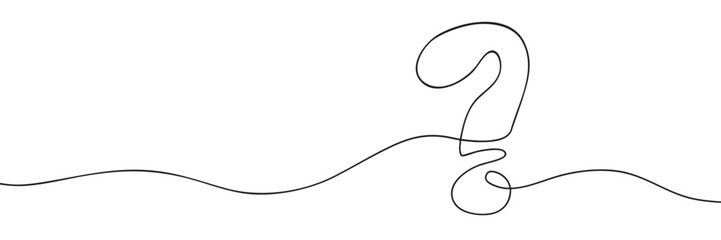 Continuous line drawing black question mark minimalist abstract illustration