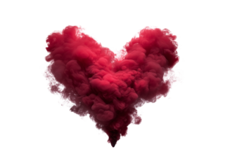 Red Smoke Cloud Heart Shape Isolated love isolated on a transparent background