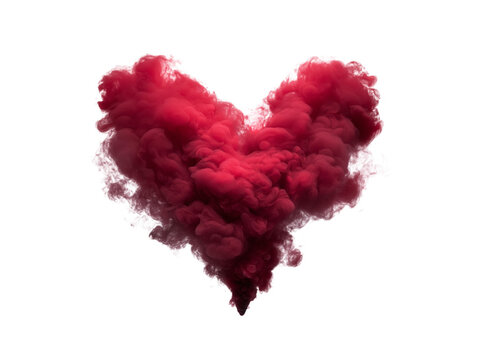 Naklejki Red Smoke Cloud Heart Shape Isolated love isolated on a transparent background