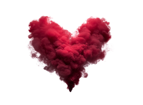 Red Smoke Cloud Heart Shape Isolated love isolated on a transparent background