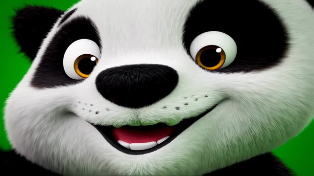 Animated Panda's Joyful Smile: Close-Up of Happy Expression