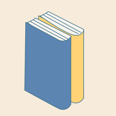 Cartoon Book. Back to School Kid Illustration. Library learning and Education Theme. Positive Vibrant Funny Knowledge Study Concept Simple Sticker Art. Kid Friendly Picture Card Design