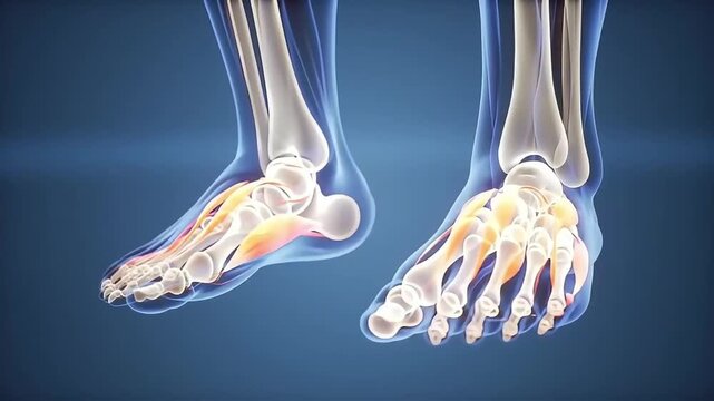 Foot Anatomy Visualization of Skeletal Structure and Muscle Groups