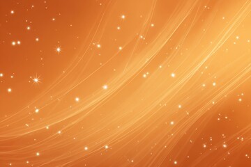 Abstract orange background with shimmering stars and flowing light trails creating a dreamy atmosphere, perfect for design projects and digital artwork showcasing elegance and warmth