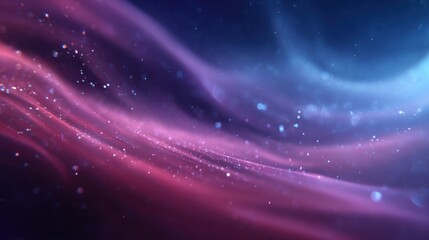Fototapeta premium Abstract digital background featuring flowing waves of vibrant purple and blue hues, illuminated by sparkling particles, creating a mesmerizing visual experience for artistic projects