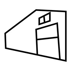 Minimalist vector icon of a modern warehouse architecture