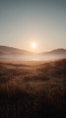 Sunrise Over Misty Wetlands